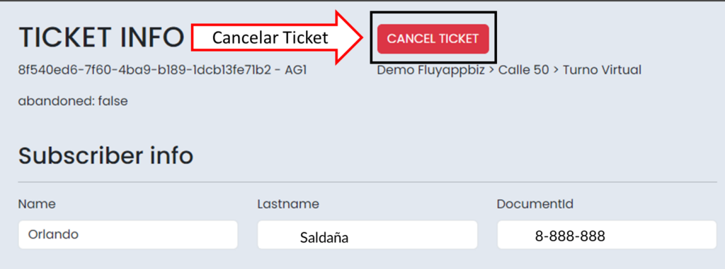 Cancelar ticket