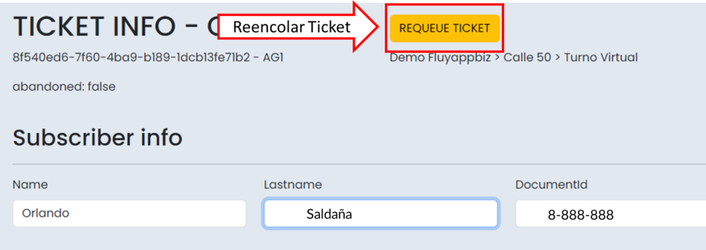 Reencolar ticket